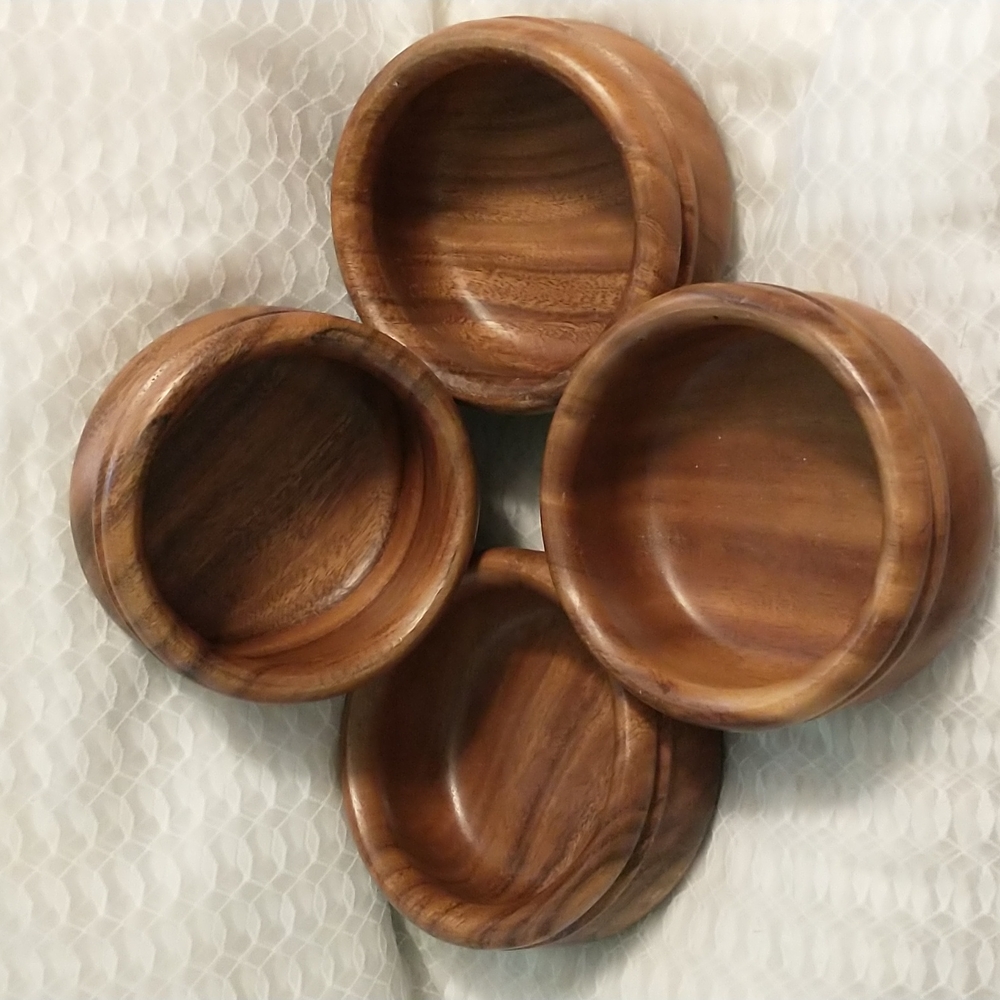 Vintage - 4 Piece Acacia Wood Bowls Set - made in the Philippines - A5 - Picture 3 of 3